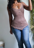 Y2K Mocha Crochet Knit Cami