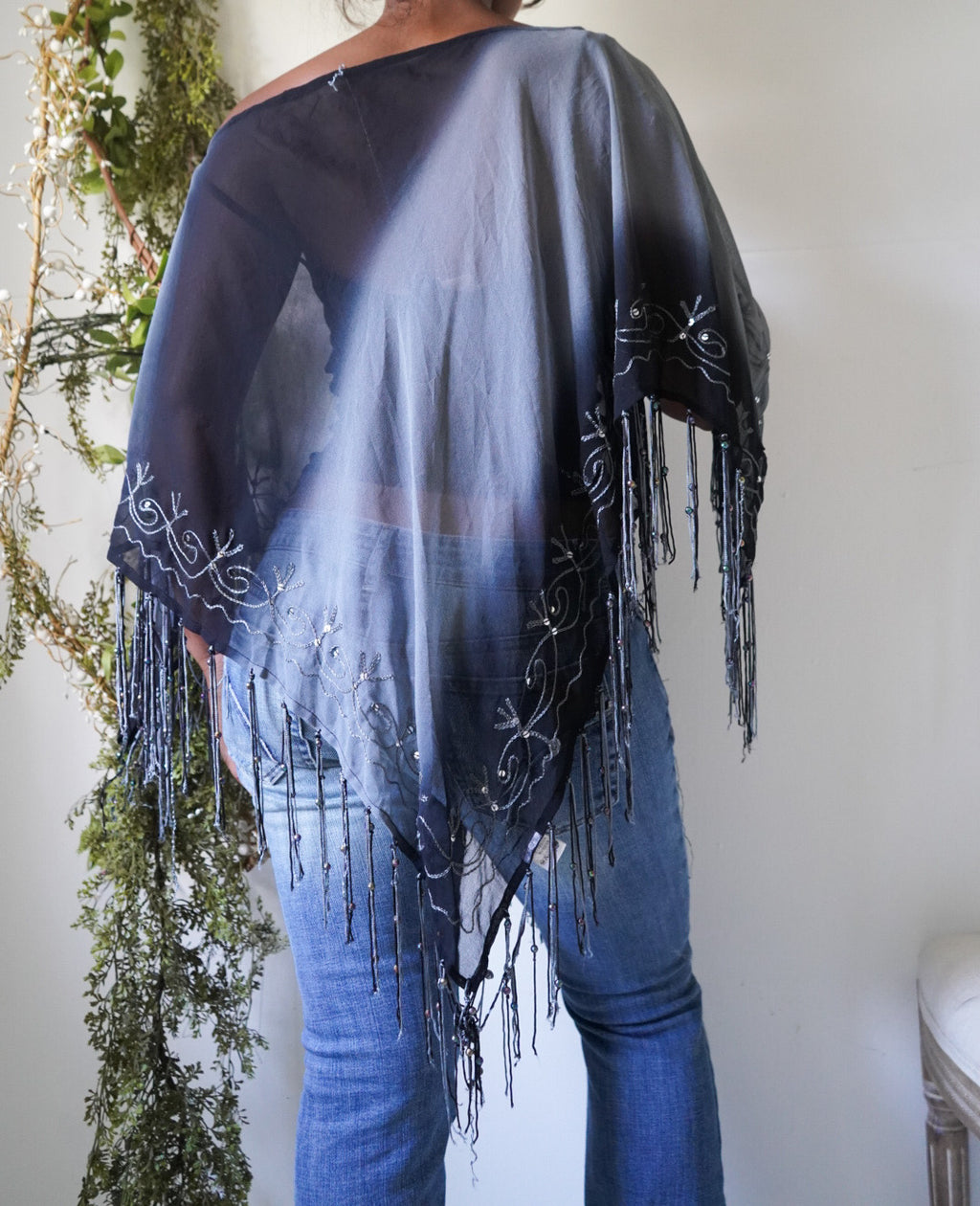 Y2K Ombre Fringe Poncho