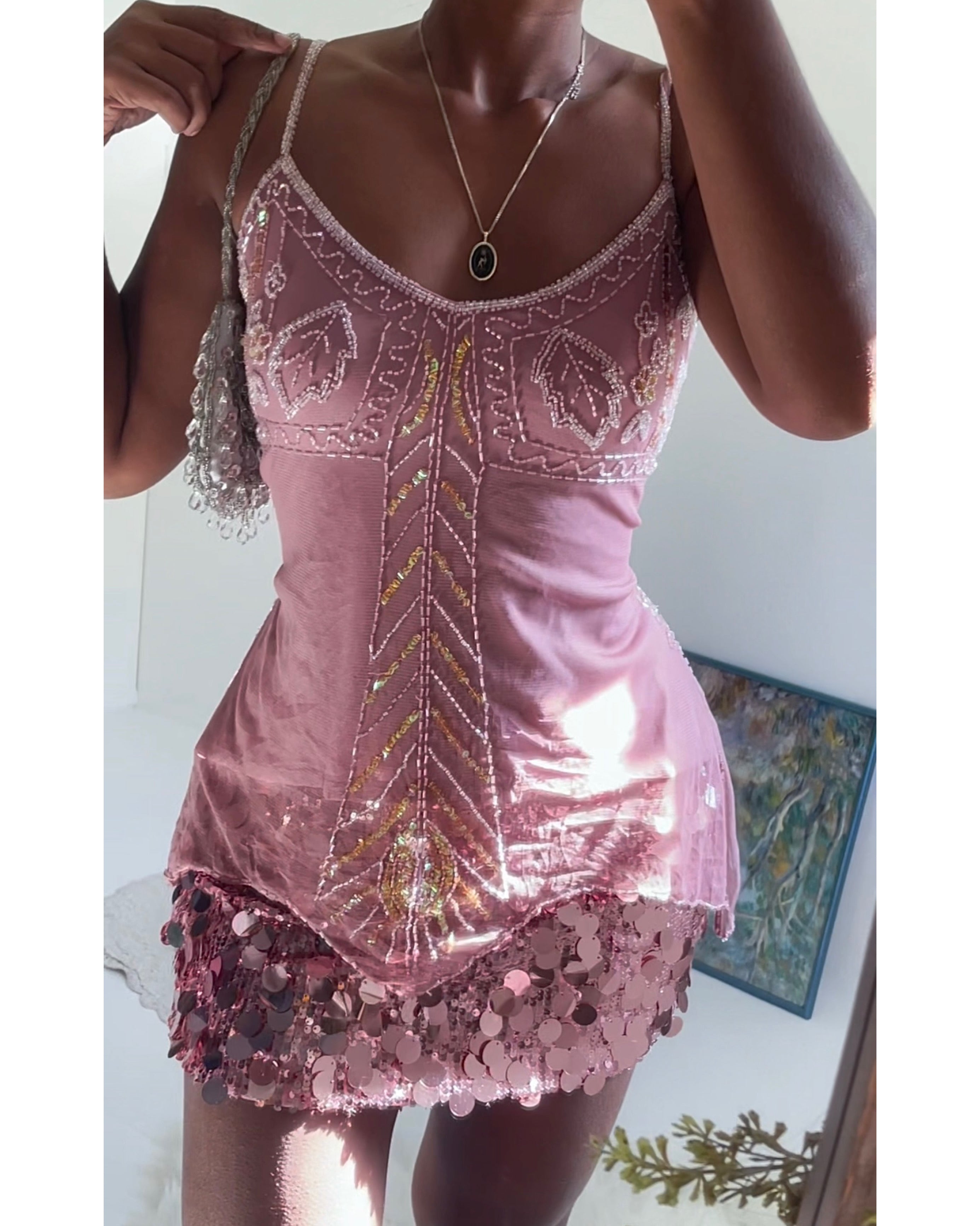 Mauve Beaded Mesh Fairy Top