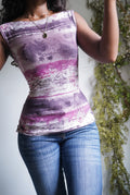 Rare Y2K Da Vinci Print Boatneck Tank