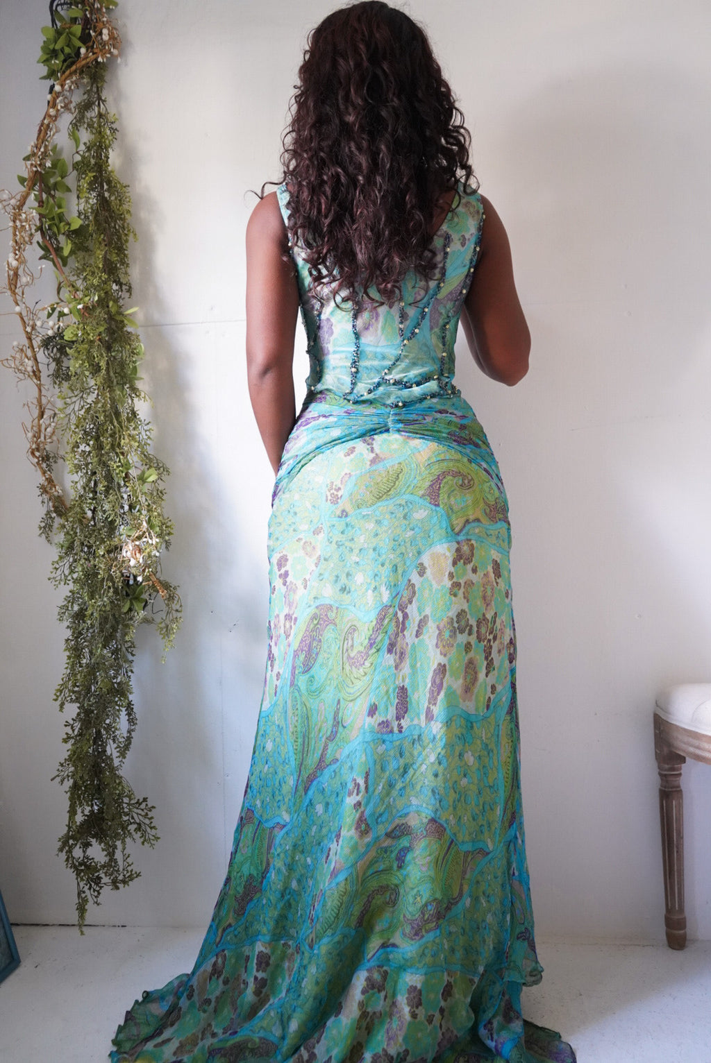 Y2K Paisley Silk Mermaid Gown