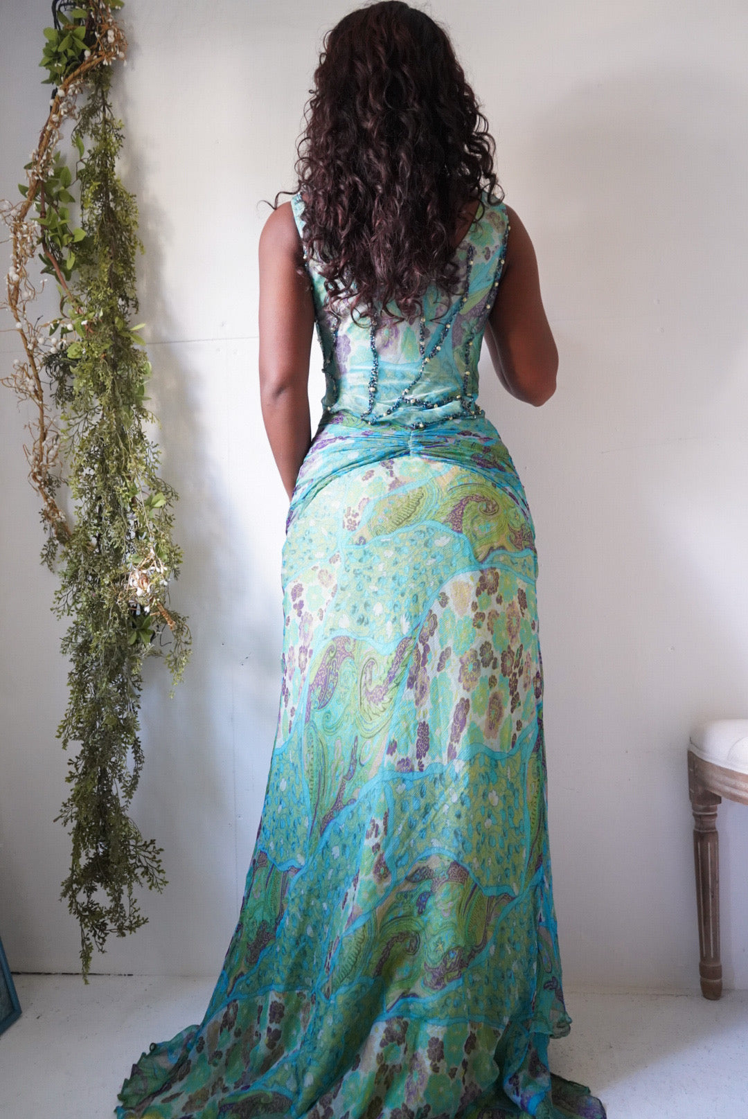 Y2K Paisley Silk Mermaid Gown