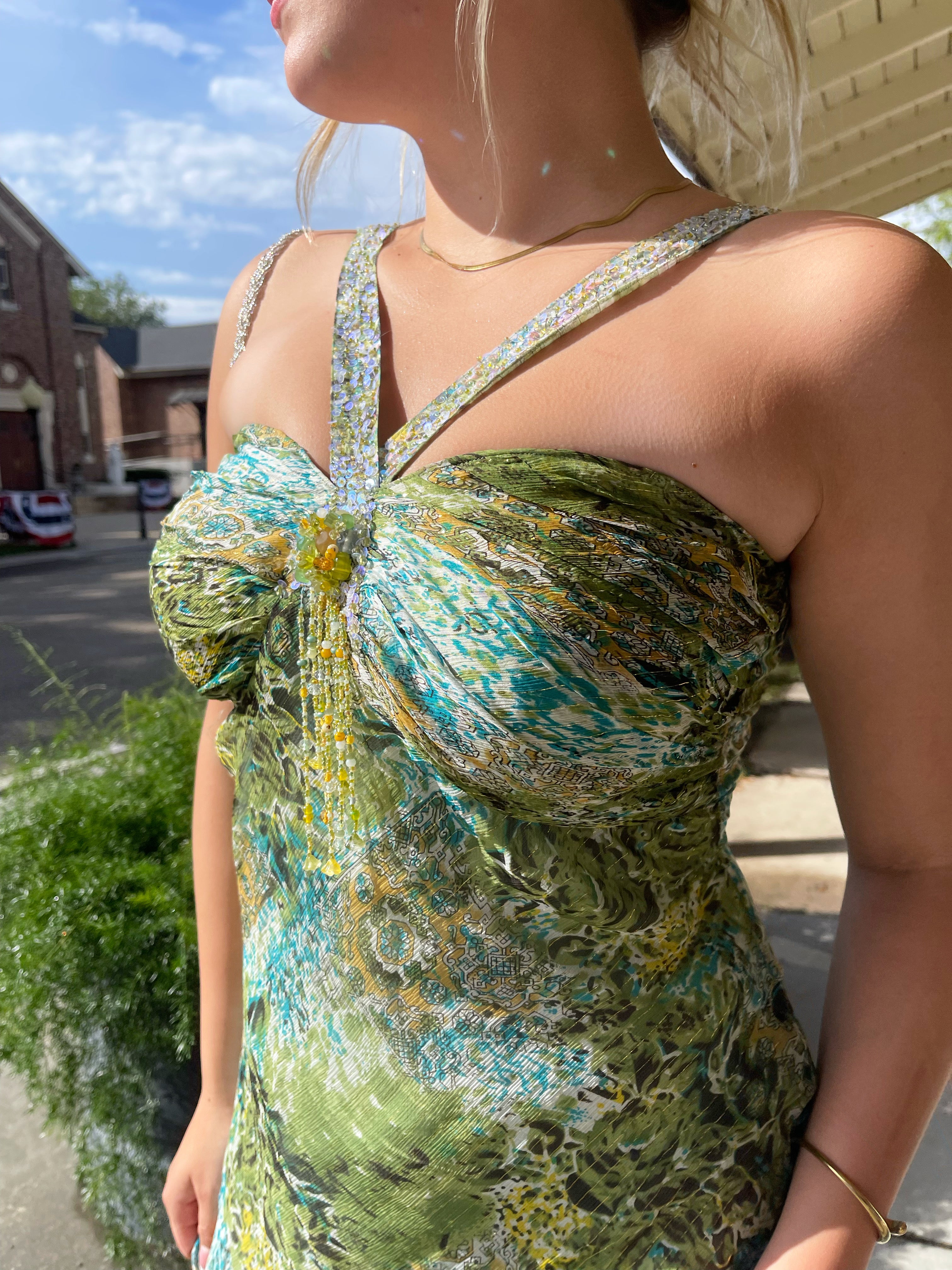 Y2k Paisley Forest Fairy Midi Dress