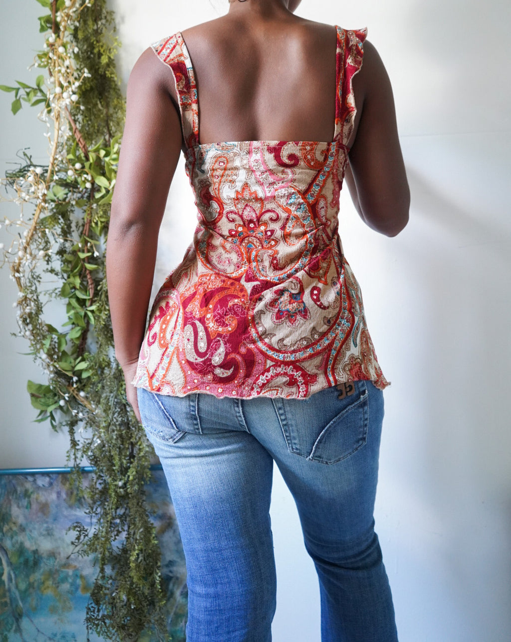 Y2K Paisley Lace Babydoll Top