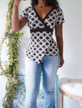 Y2K Crossover Neckline Tie Back Top