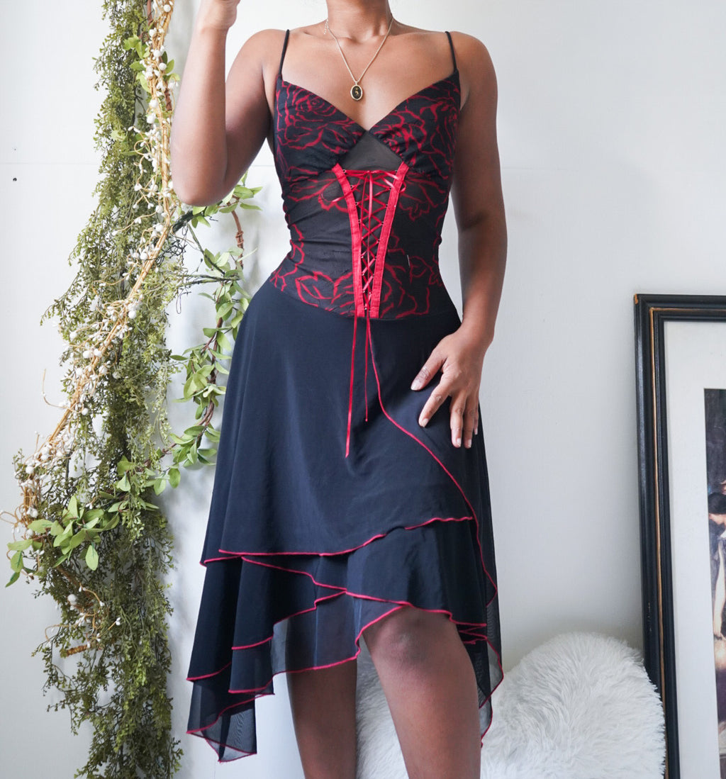 Vintage Lace Up Detail Fairy Dress