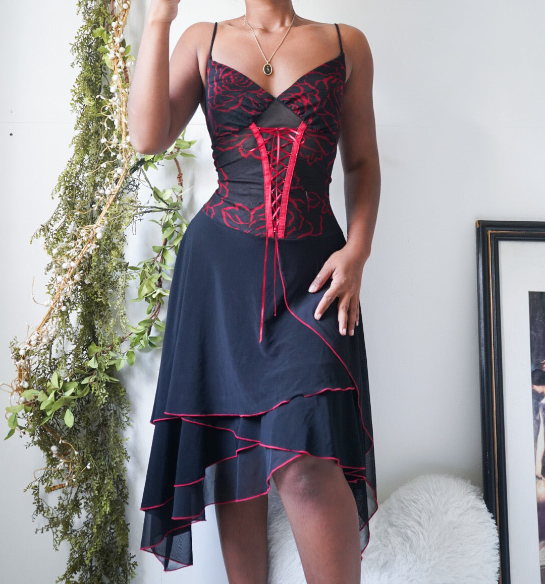 Vintage Lace Up Detail Fairy Dress