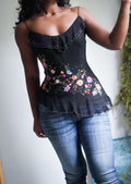 Rare Y2K Silk Beaded Fairy Ruffle Cami