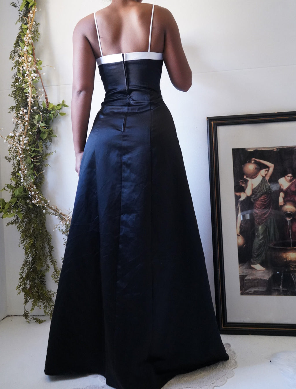 Vintage Y2K Lace Up Detail Monochrome Gown