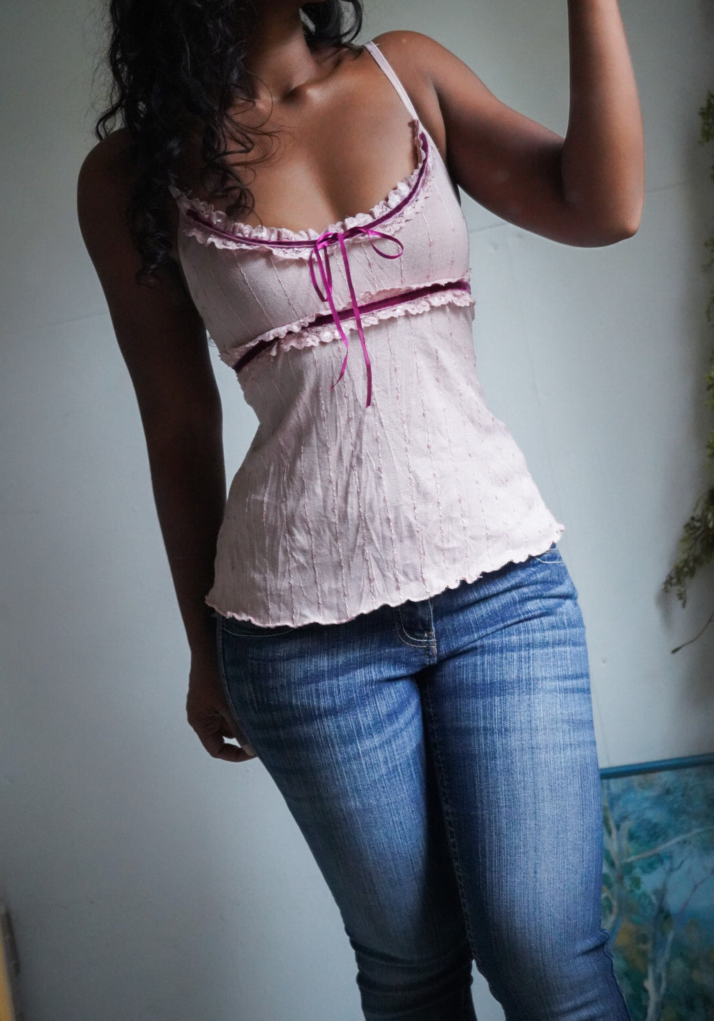 Y2K Dusty Mauve Romantic Coquette Cami