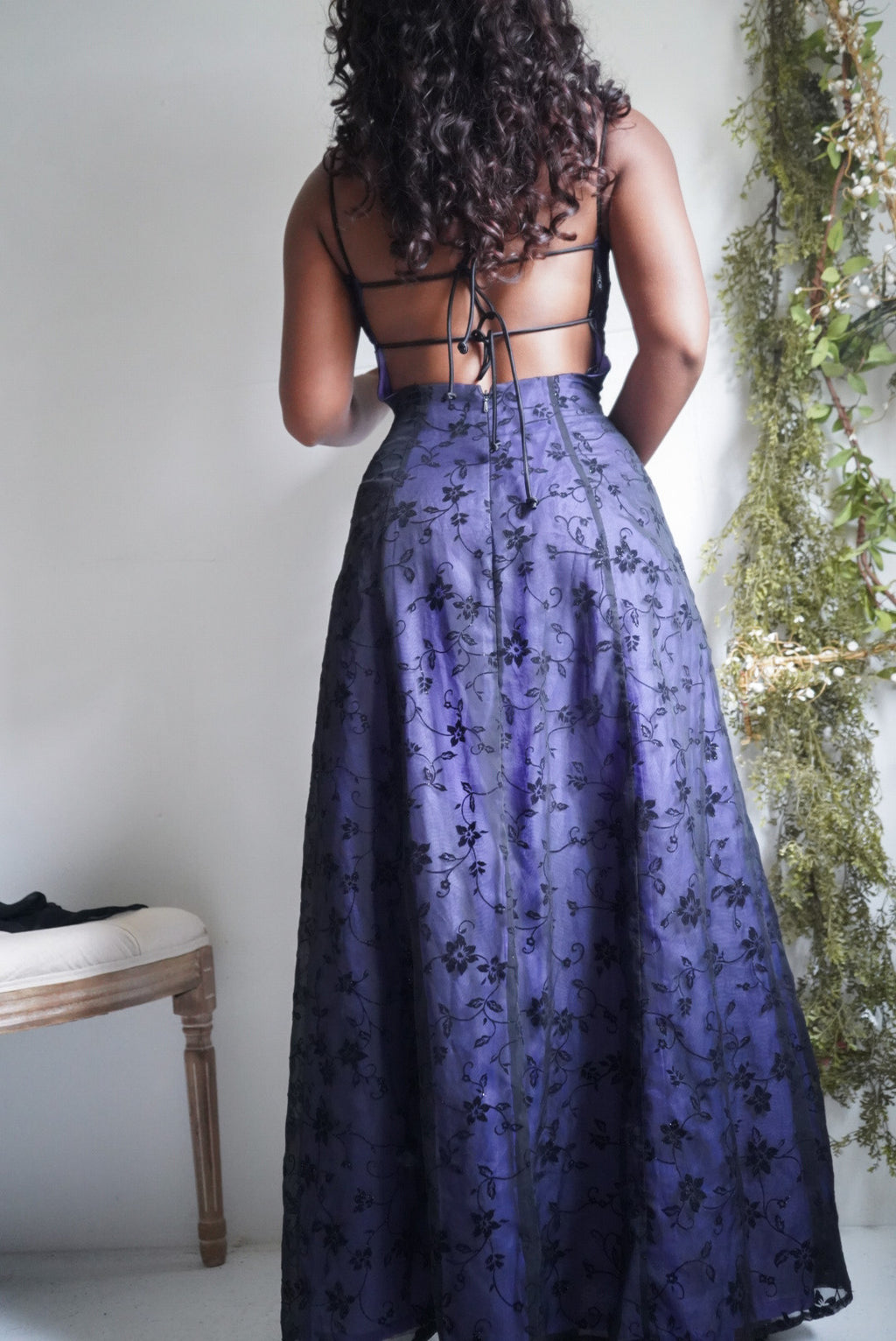 Y2K Violet Blue Layered Gown