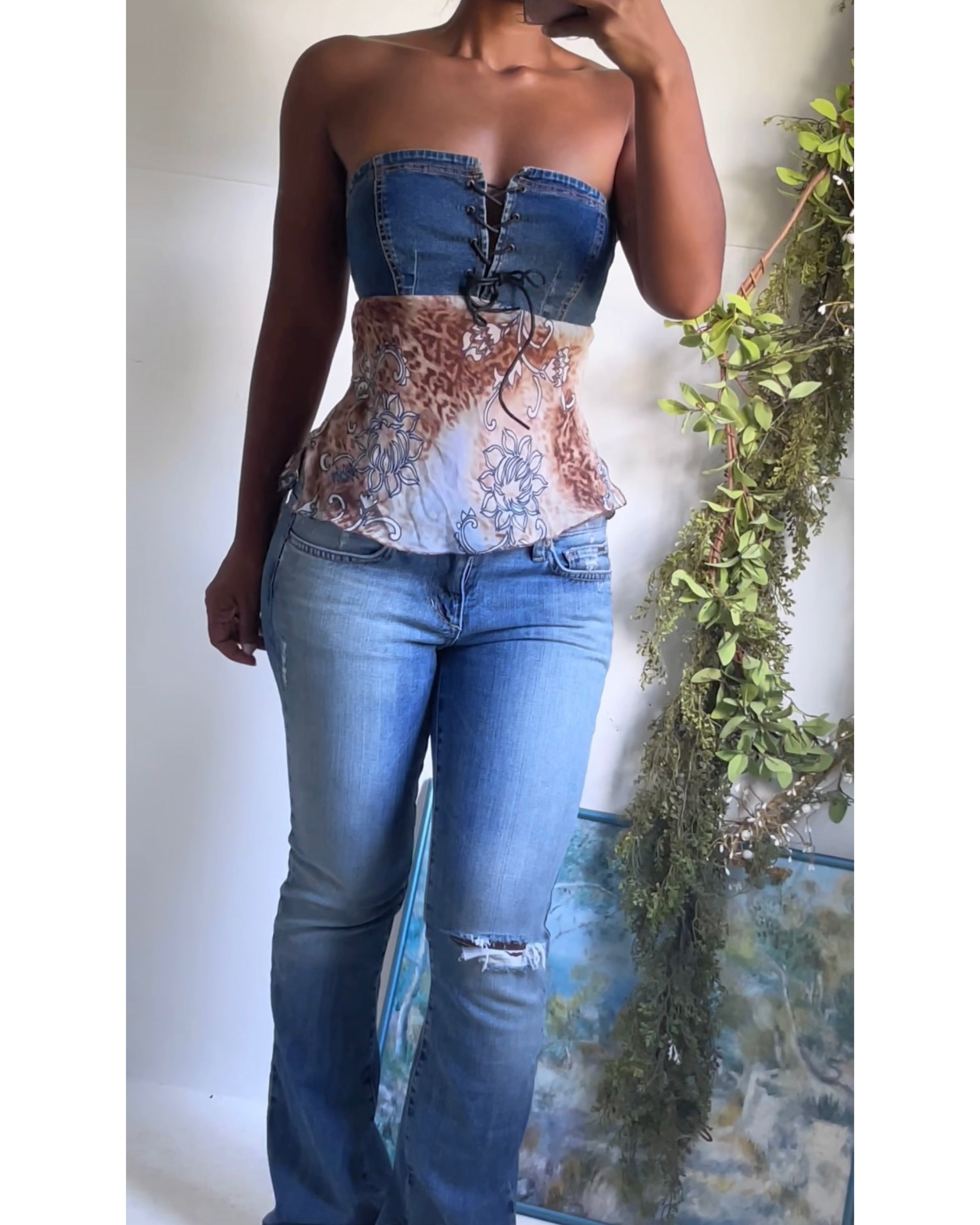 Y2K Denim Bust Tube Top