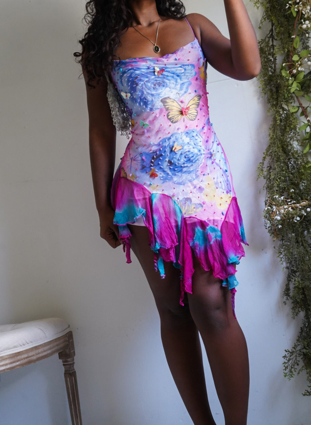 Reworked Handmade Butterfly Garden Fairy Mini Dress