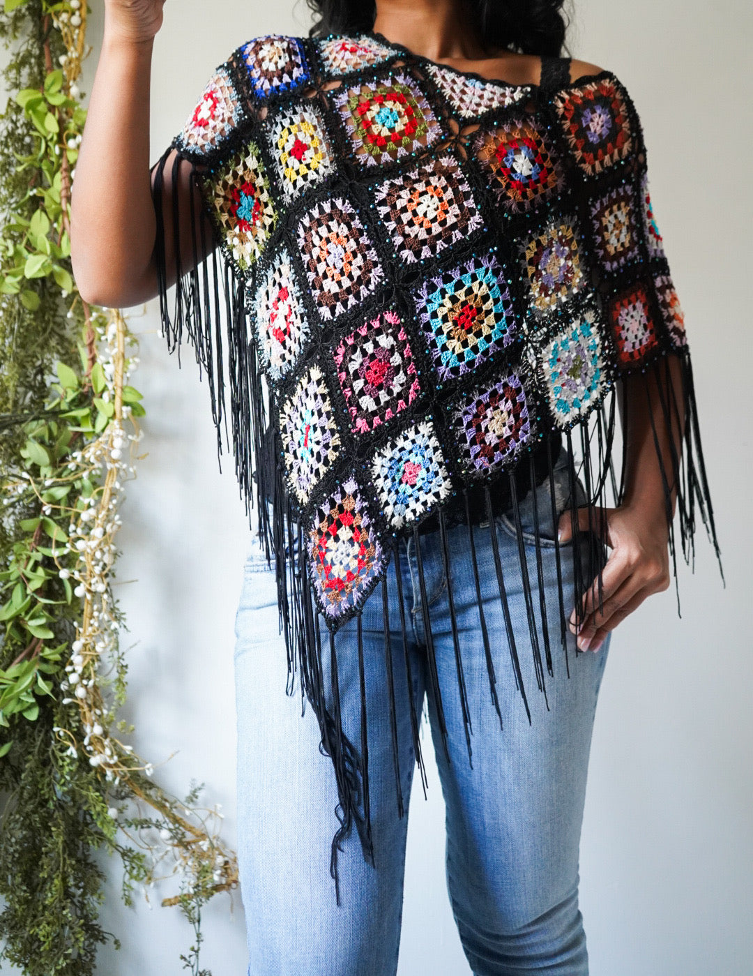Y2K Crochet Beaded Poncho