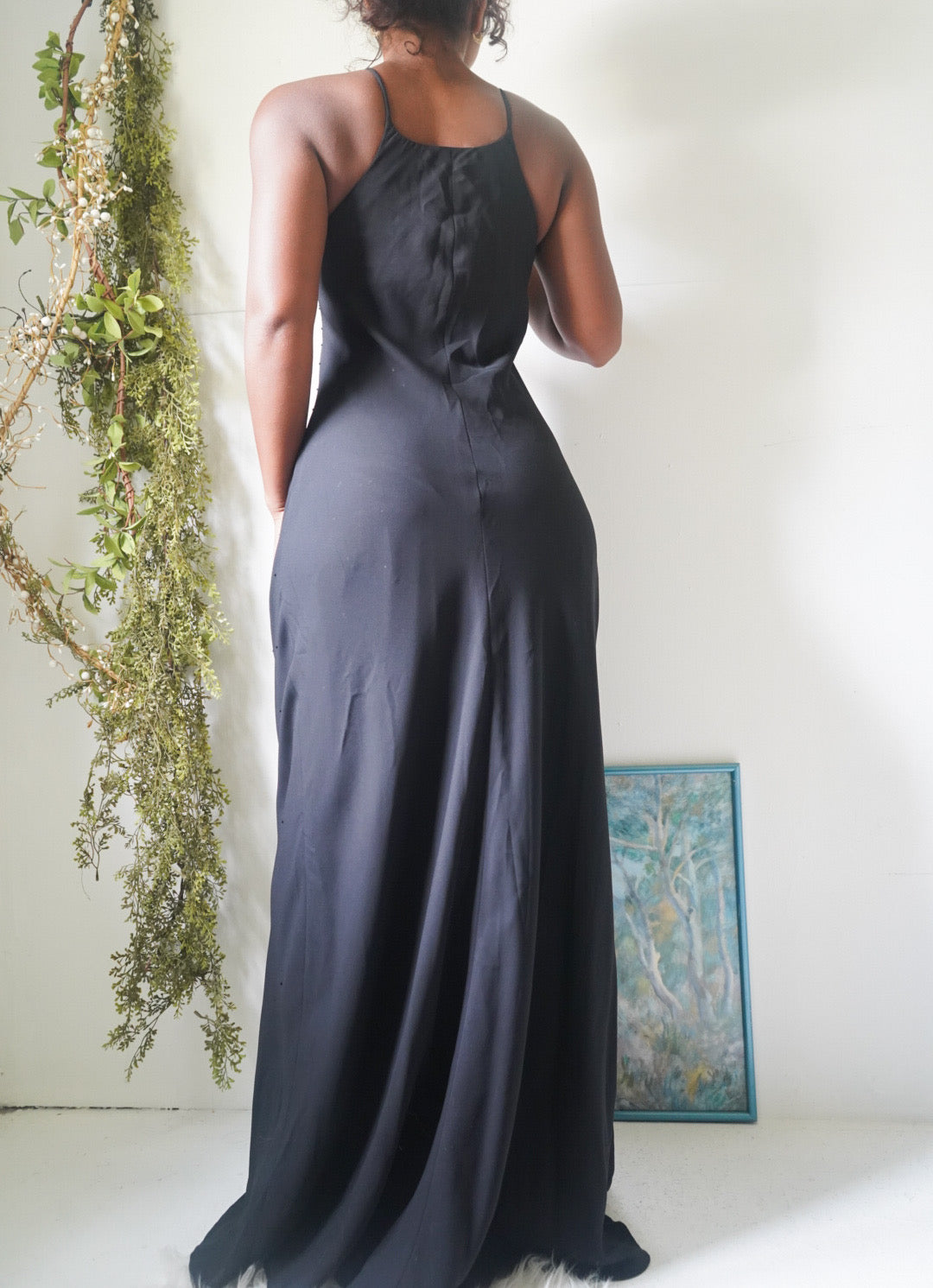 Y2K Black Bead Detail Evening Dress