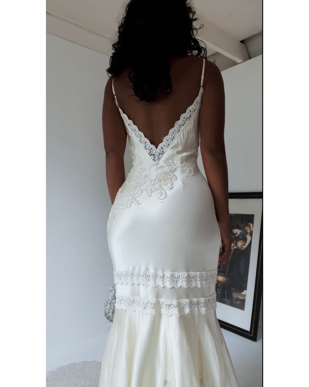 Rare Vintage Sue Wong Ivory Beaded Silk Gown