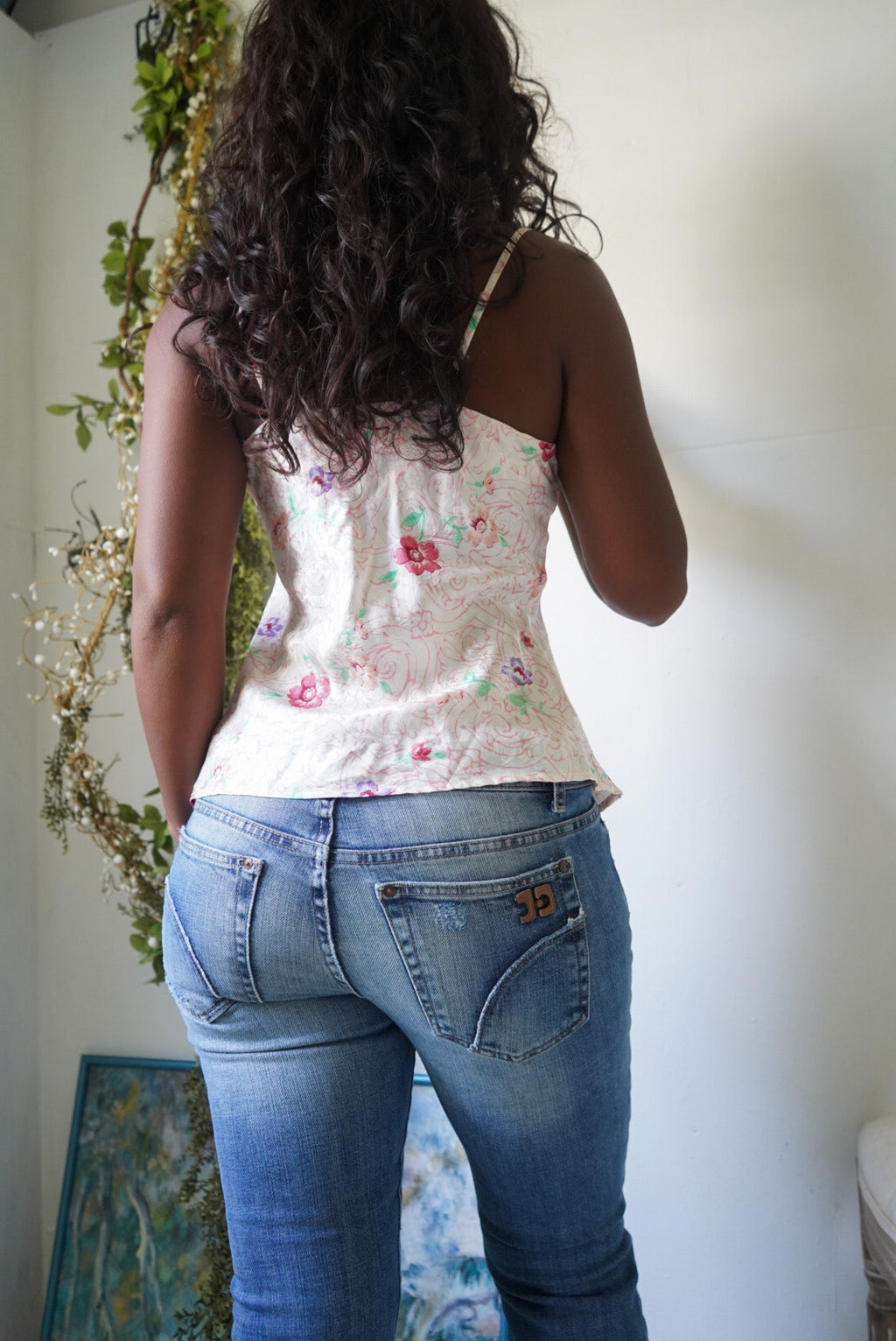 Y2K Floral Satin Slip Top
