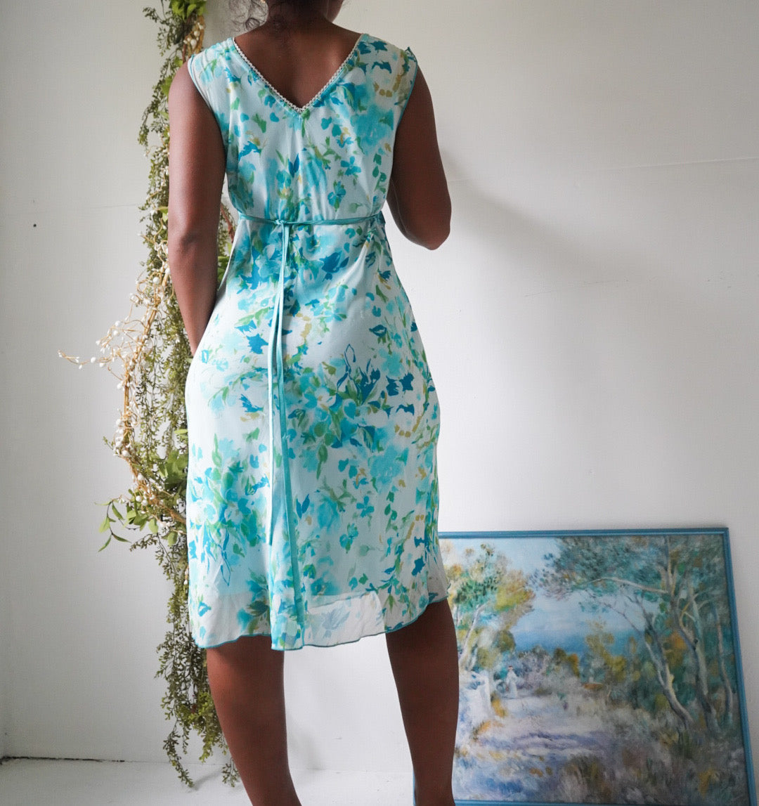 Y2K Summery Blue Floral Dress