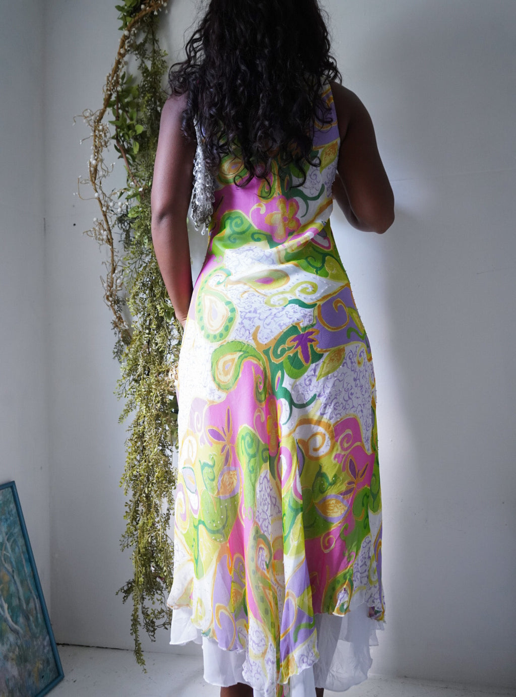 Y2K Beaded Colorful Silk Dress