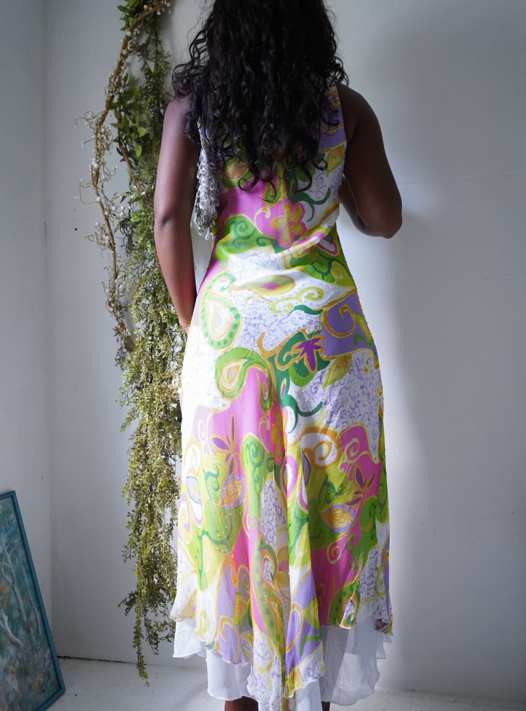 Y2K Beaded Colorful Silk Dress