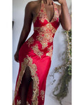Rare Vintage Y2K Silk and Lace Sue Wong Halter Gown