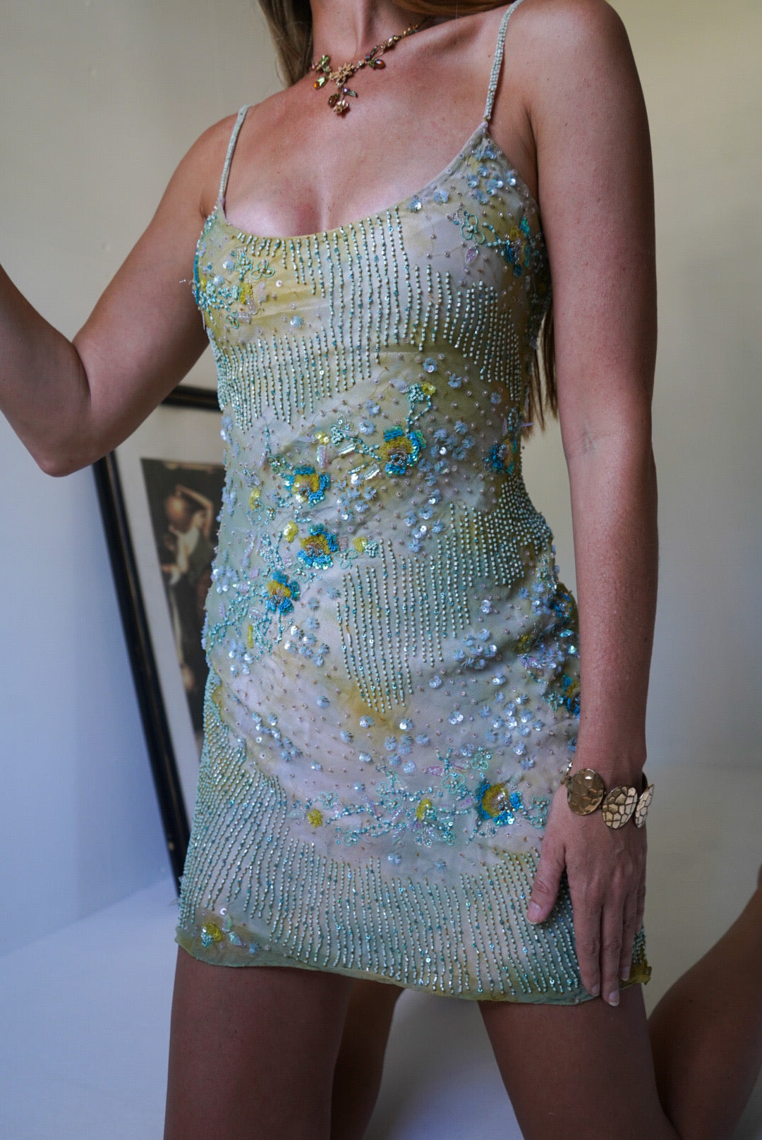 Rare Y2K Beaded Silk Dress