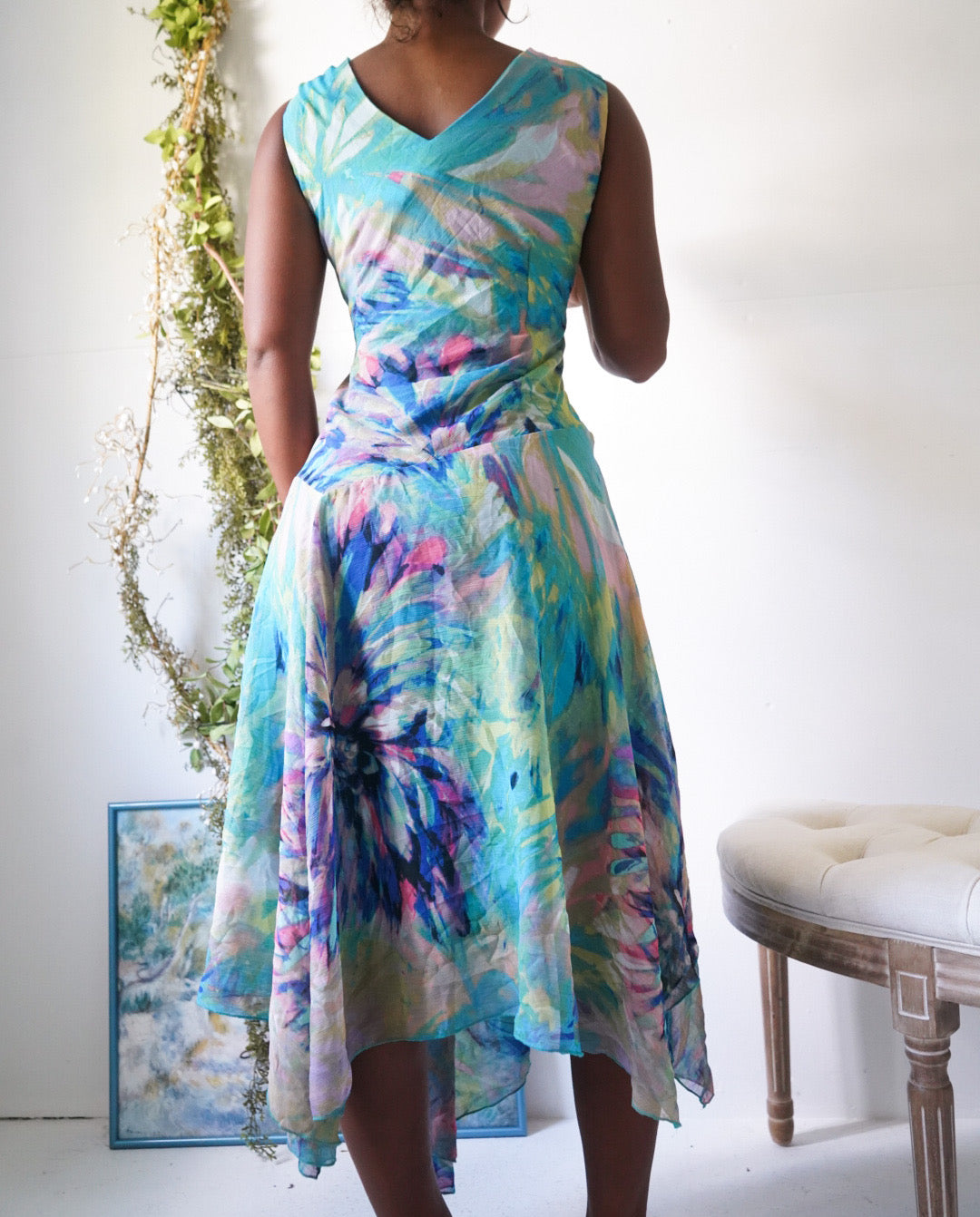 Y2K Abstract Watercolor Fairy Hem Dress