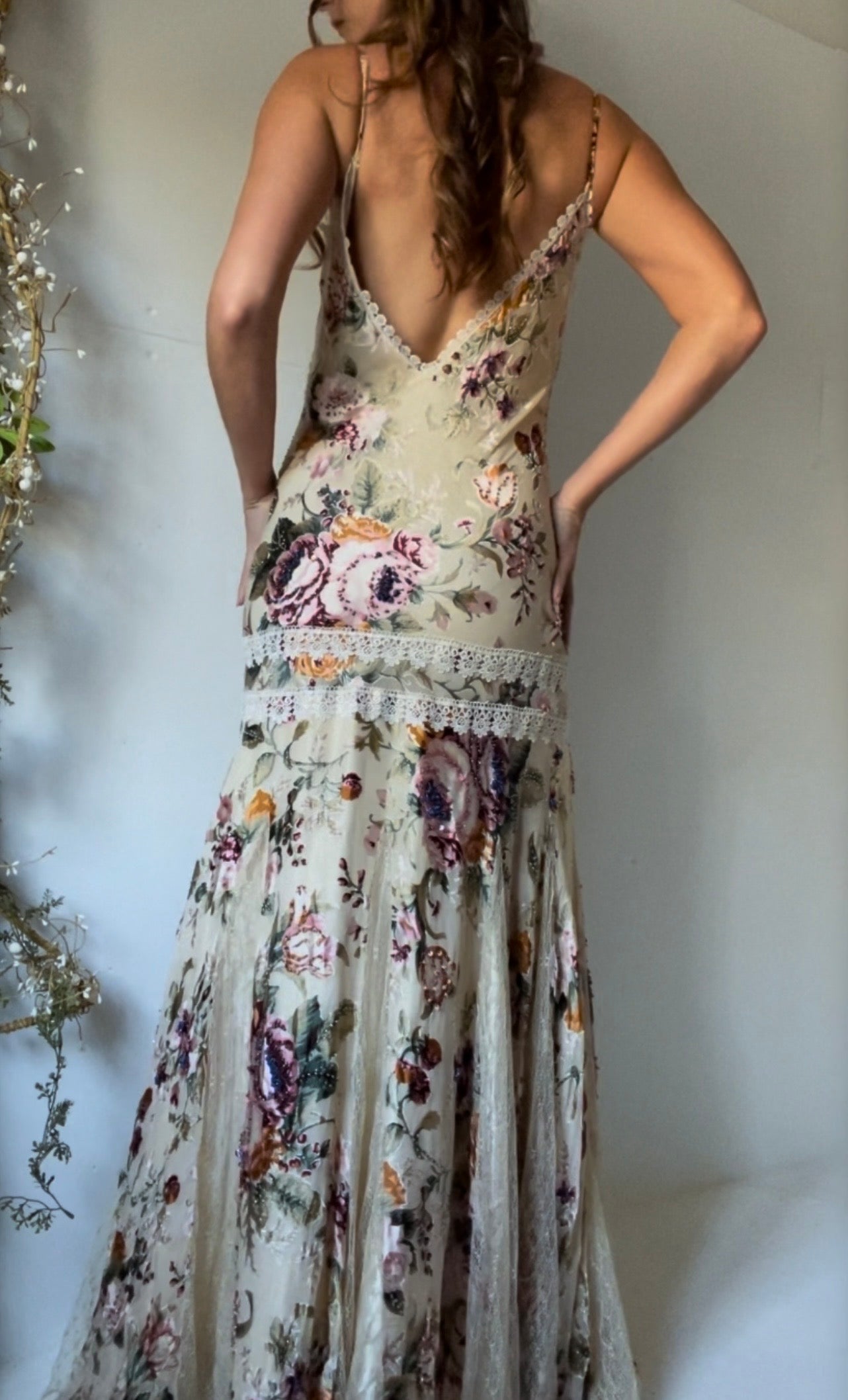 Y2k Beaded Romantic Floral Lace Sue Wong RARE