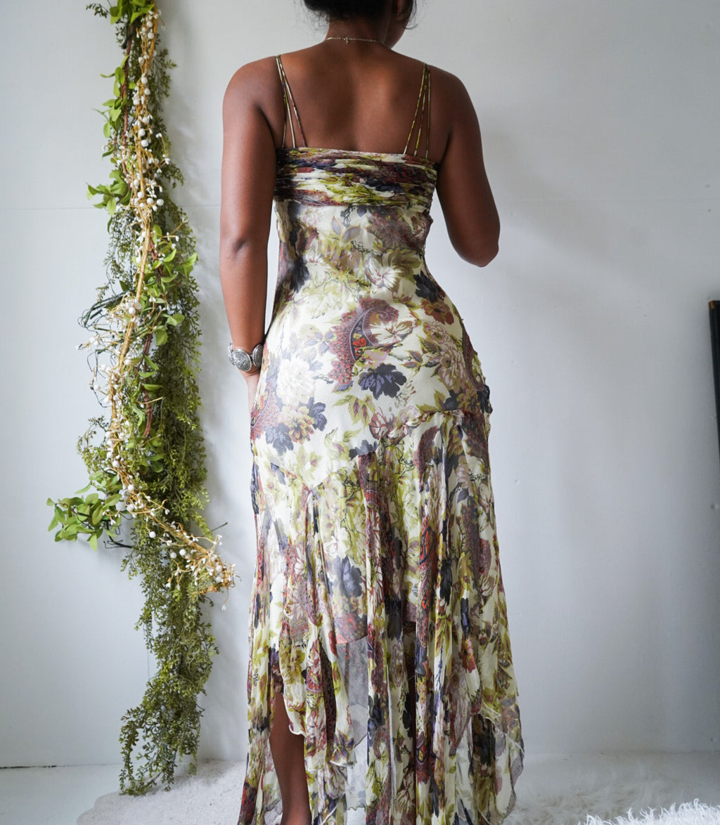 Rare Vintage Y2K Paisley Boho Silk Fairy Dress