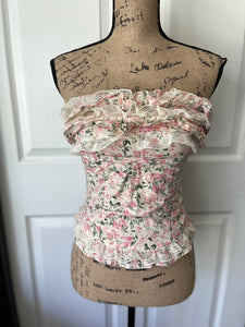vintage floral corset style top ￼