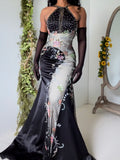 Vintage Beaded Evening Gown (S)