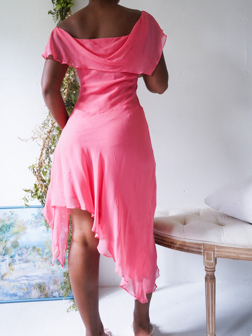 Rare Y2K Silk Coral Pink Fairy Dress