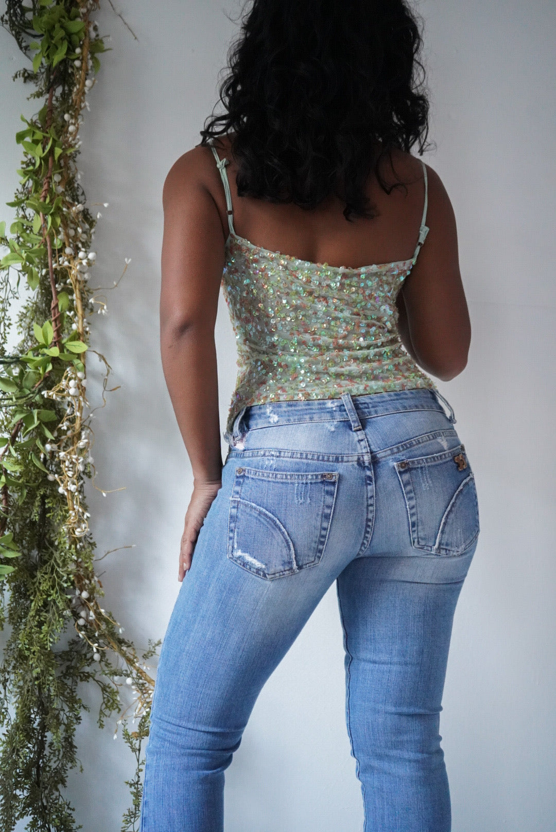 Mermaid Sequin Bead Detail Cami