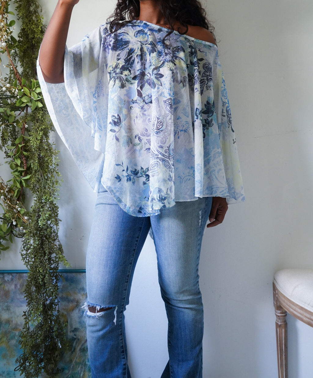 Y2K Boho Paisley Poncho