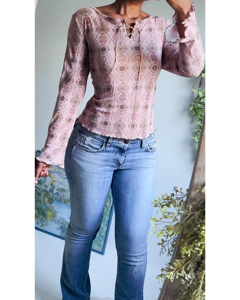 Boho Mesh Ruffle Sleeve Top