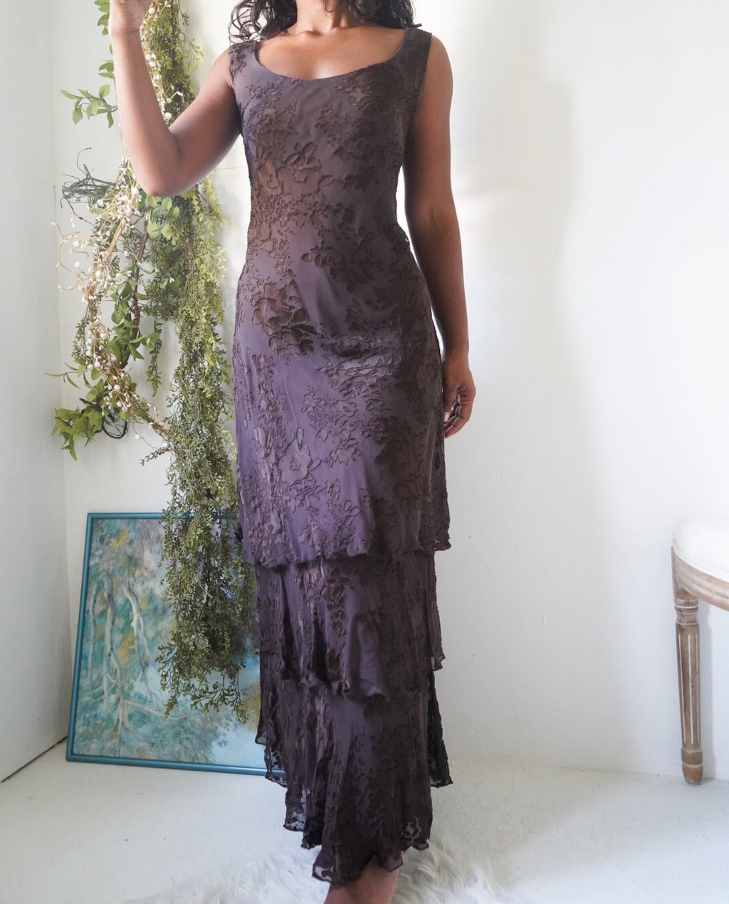 Y2K Chocolate Silk Devore Dress