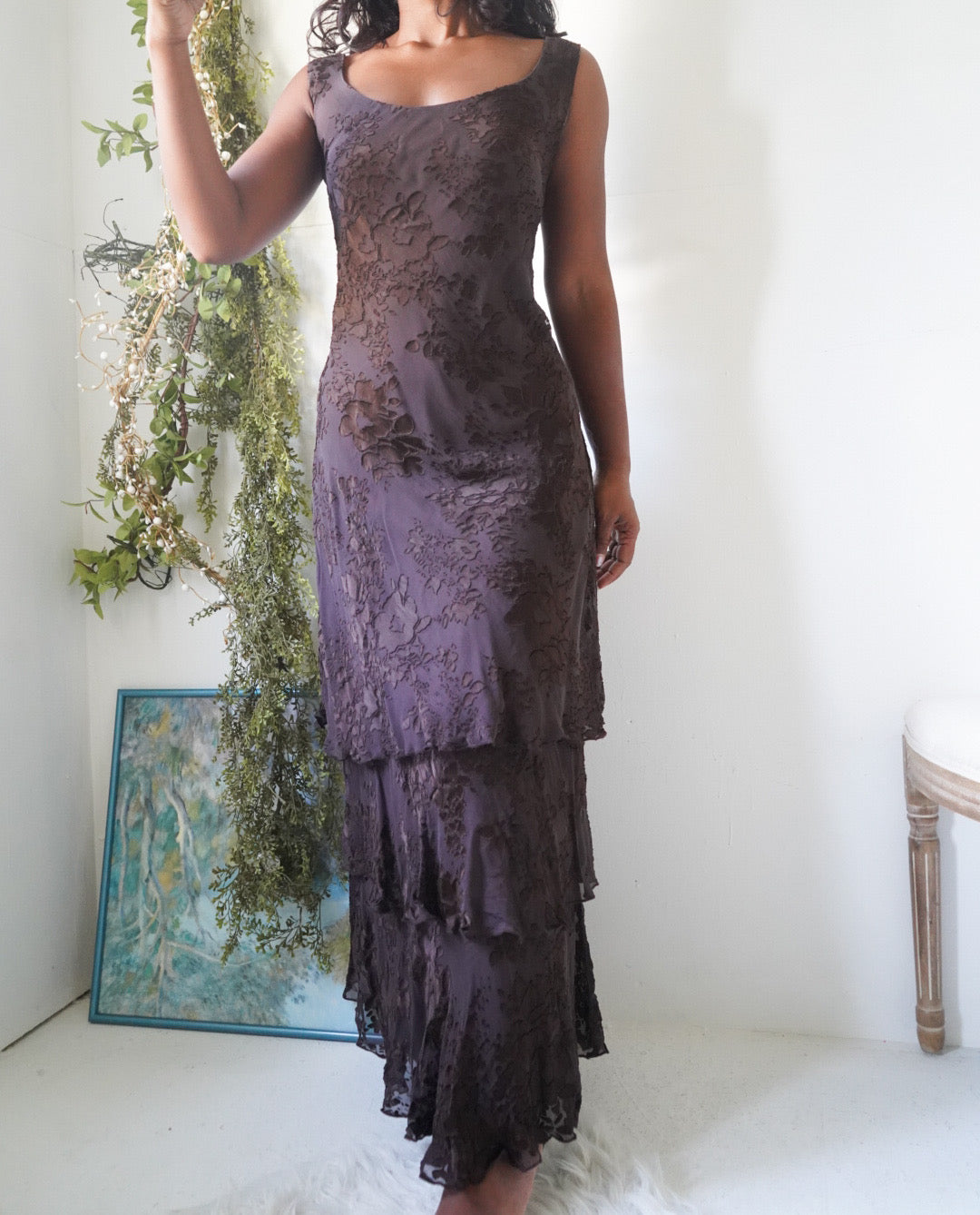 Y2K Chocolate Silk Devore Dress