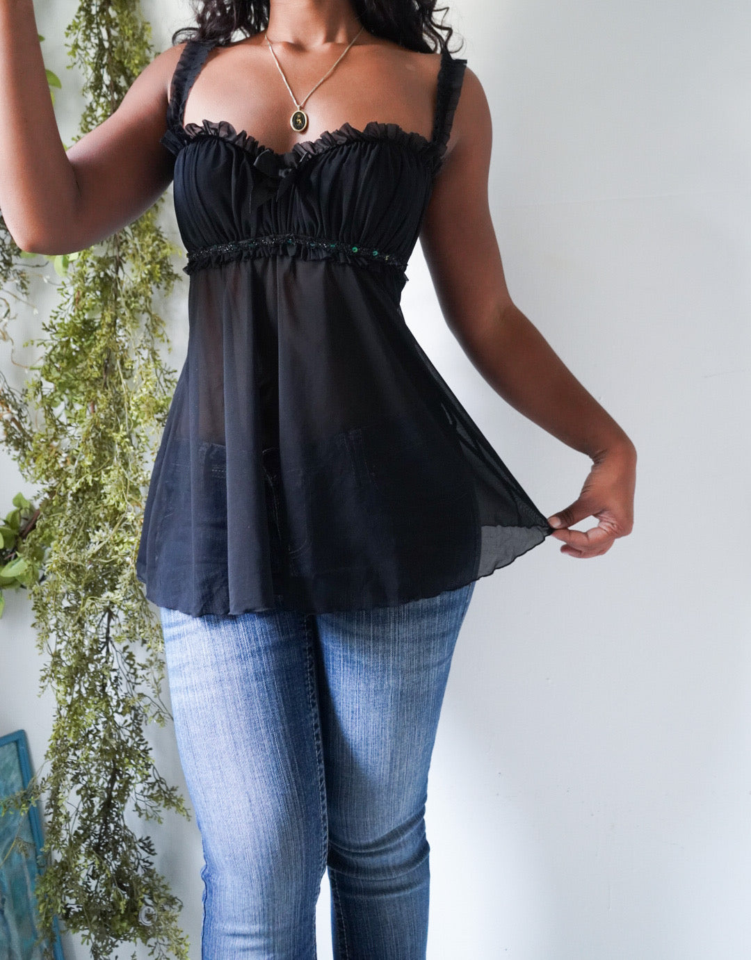 Y2K Black Coquette Babydoll Slip