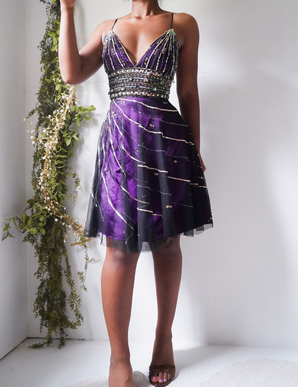 Y2K Layered and Beaded Mini Dress