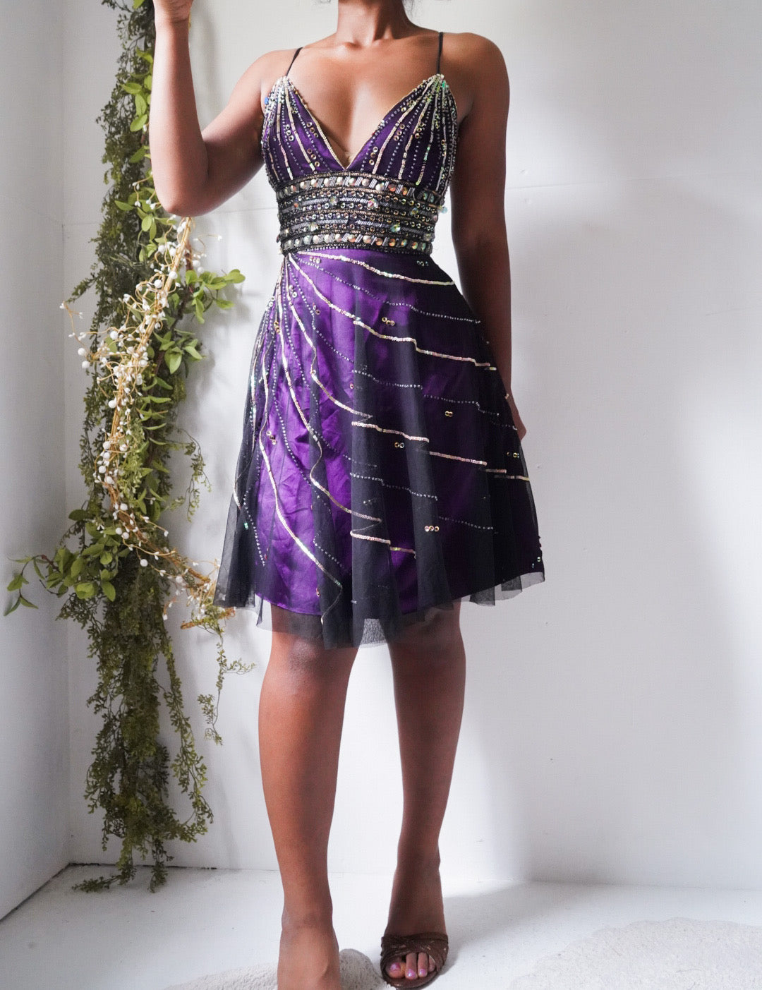 Y2K Layered and Beaded Mini Dress