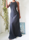 Y2K Black Bead Detail Evening Dress