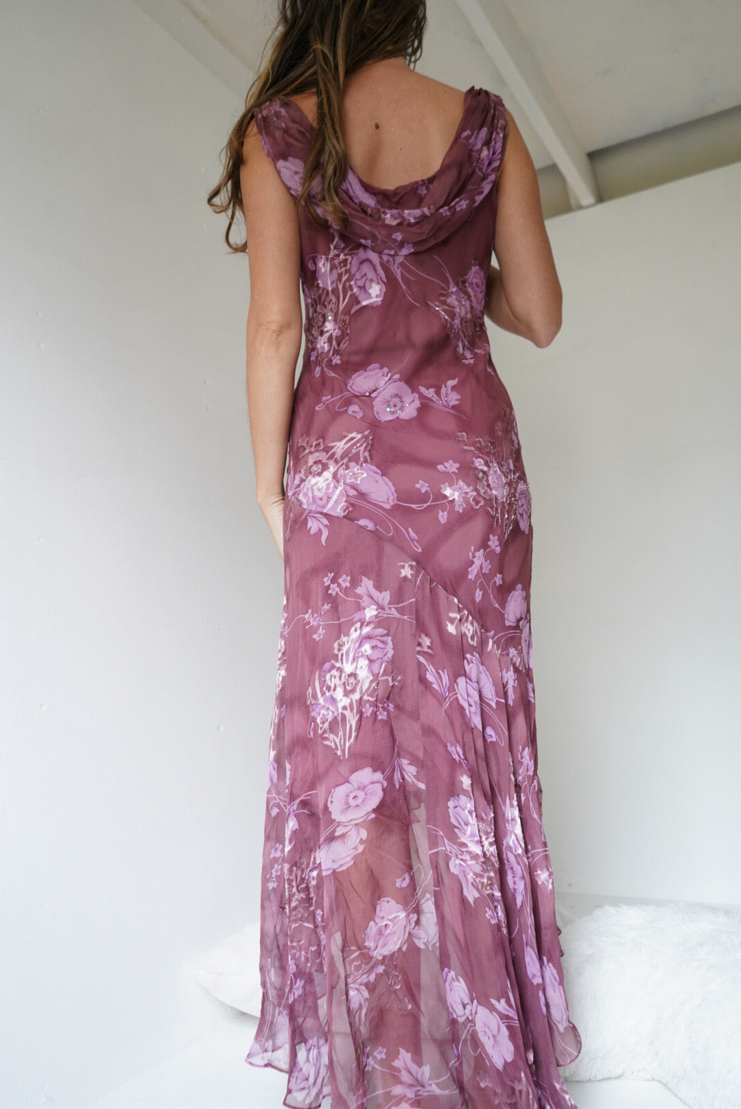 Y2k Mauve/Pink Beaded Silk Fairy Dress