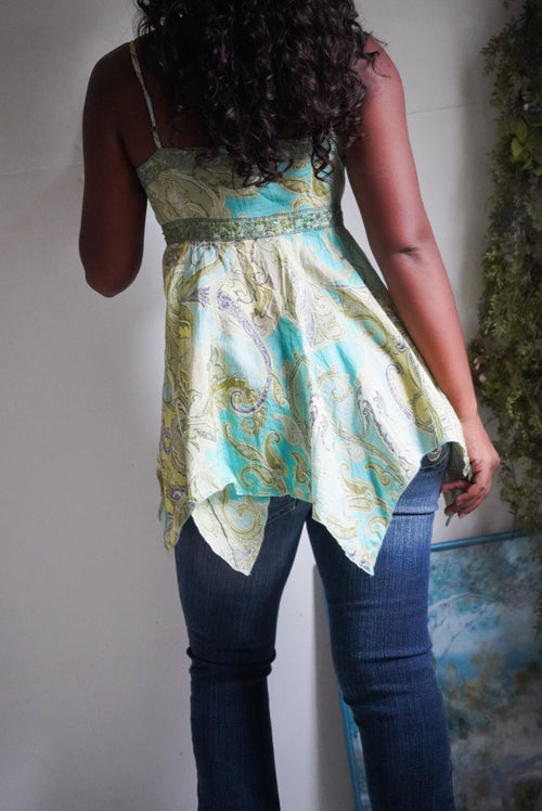Rare Y2K Paisley Fairy Babydoll Top