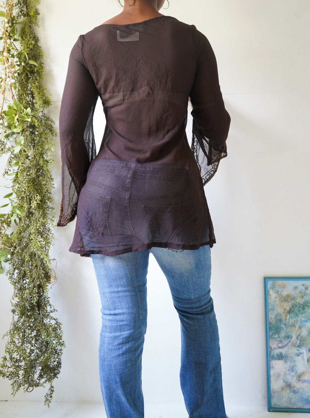 Y2K Beaded Detail Boho Fairy Top