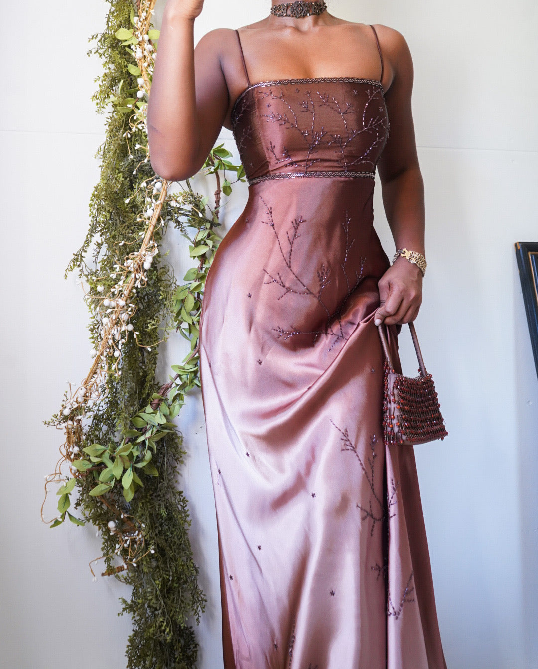 Rare Y2K Ombre Brown Beaded Formal Dress