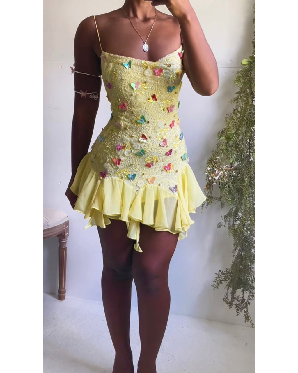 Y2K Yellow Fairy Reworked Handmade Mini Dress