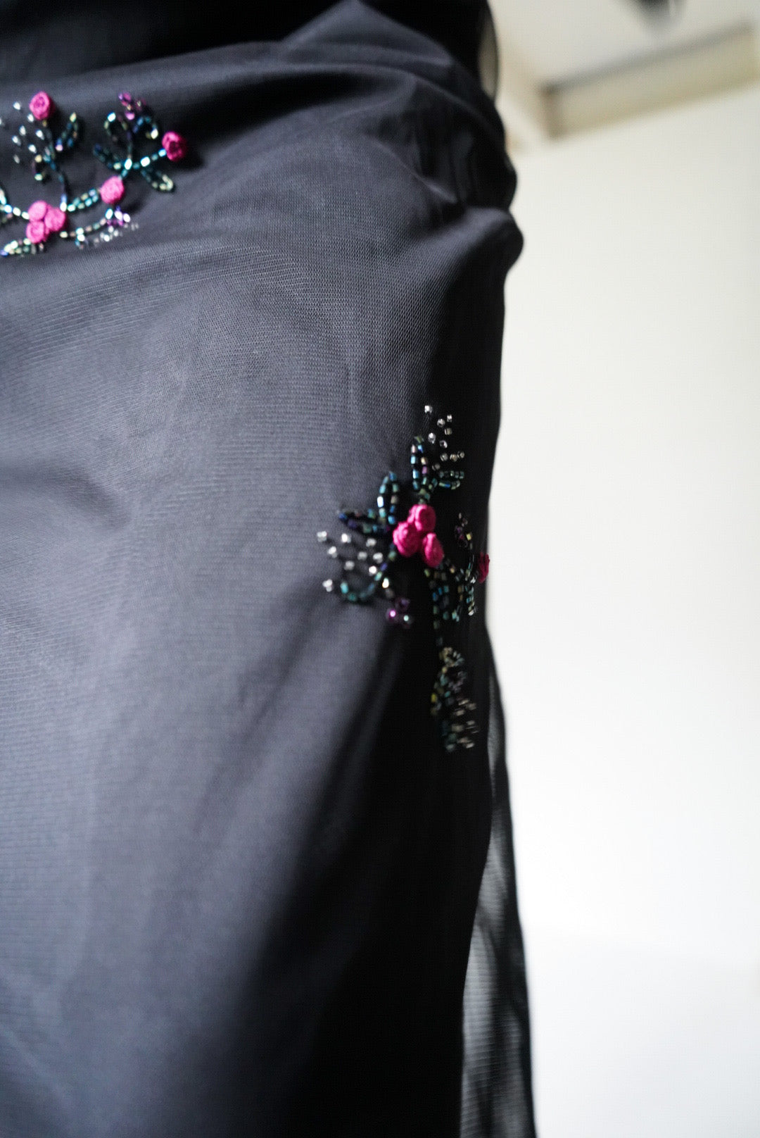 Y2K Tulle Black Bead Detail Gown