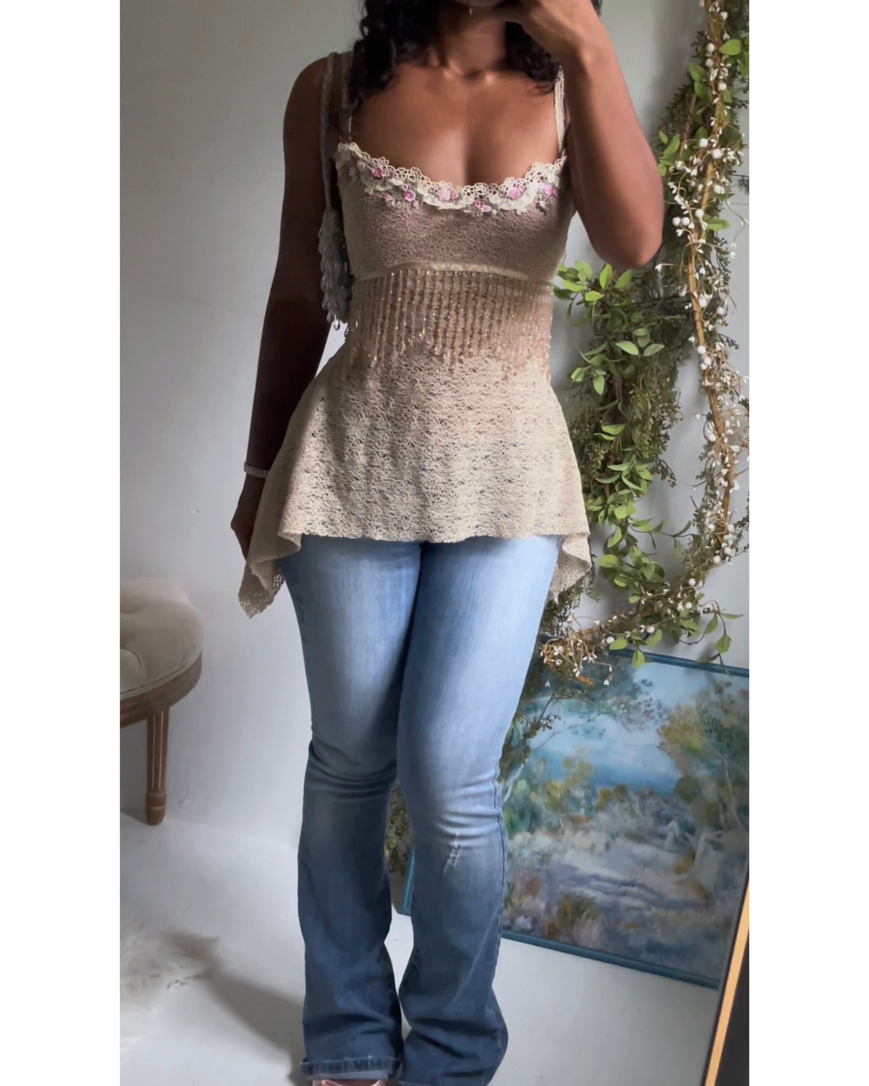 Beaded Fringe Trim Fairy Top (Handmade to Order)