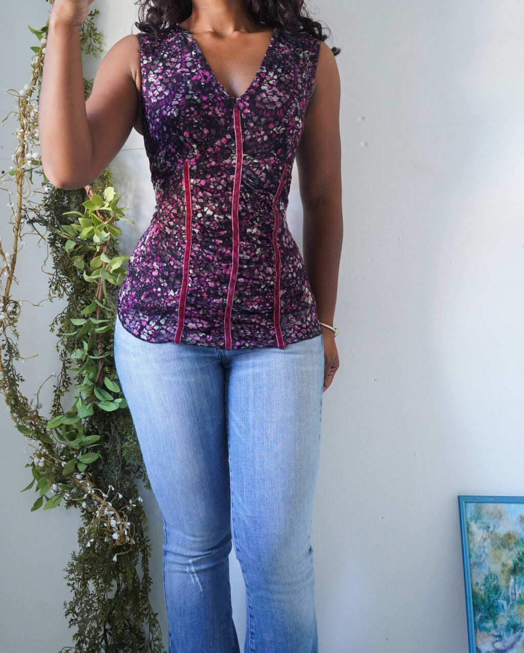Y2K Lave Mesh Tiny Floral Tank