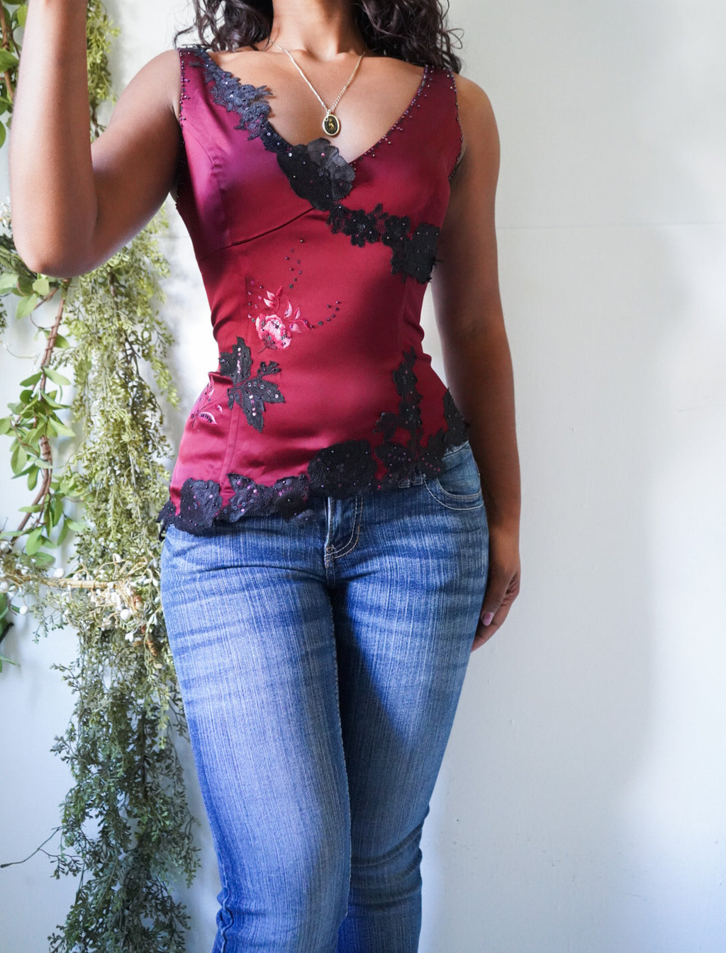 Y2K Crimson Bustier Style Top